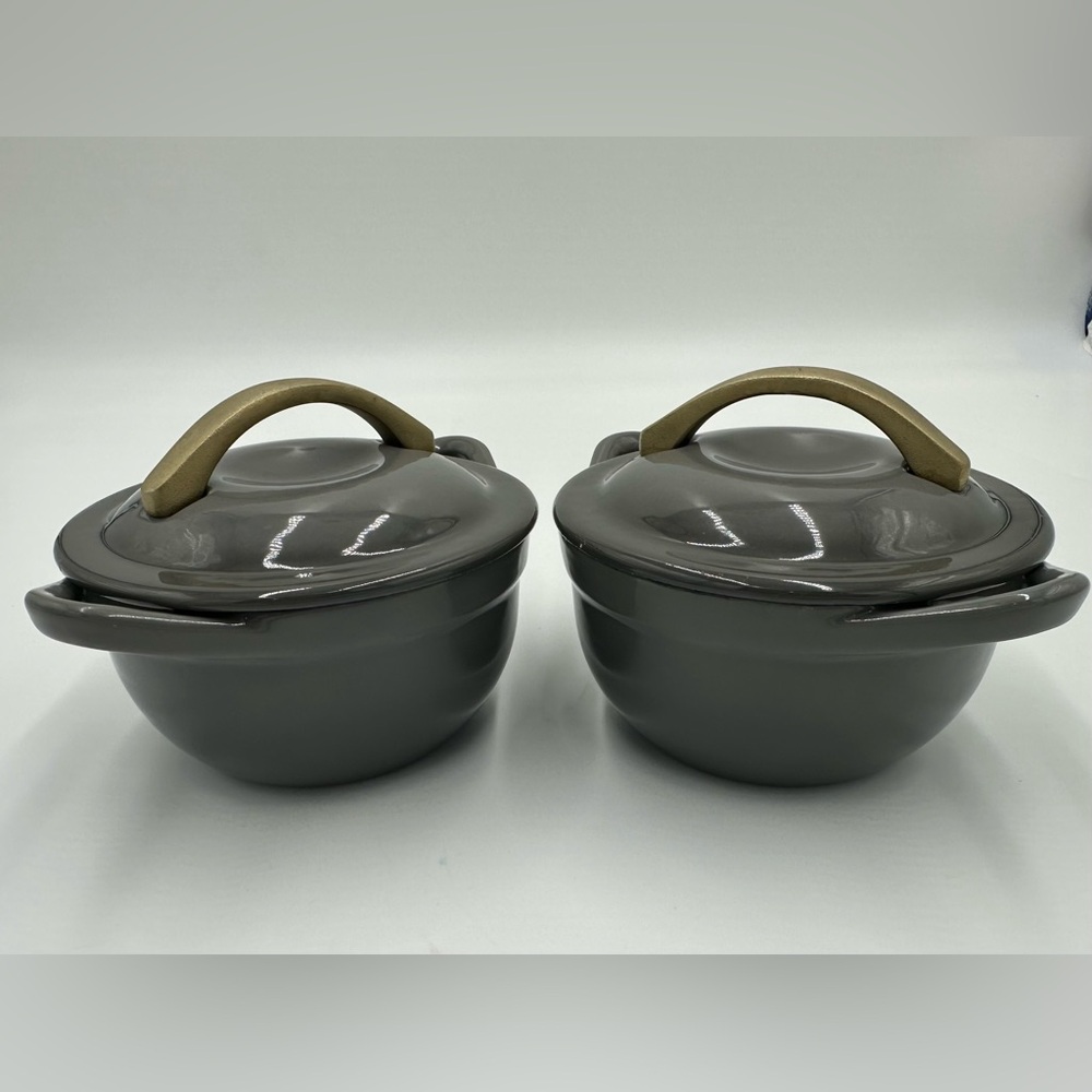 Cravings by Chrissy Teigen Mini Dutch Ovens, Grey Enamel Cast Iron, Set of 2